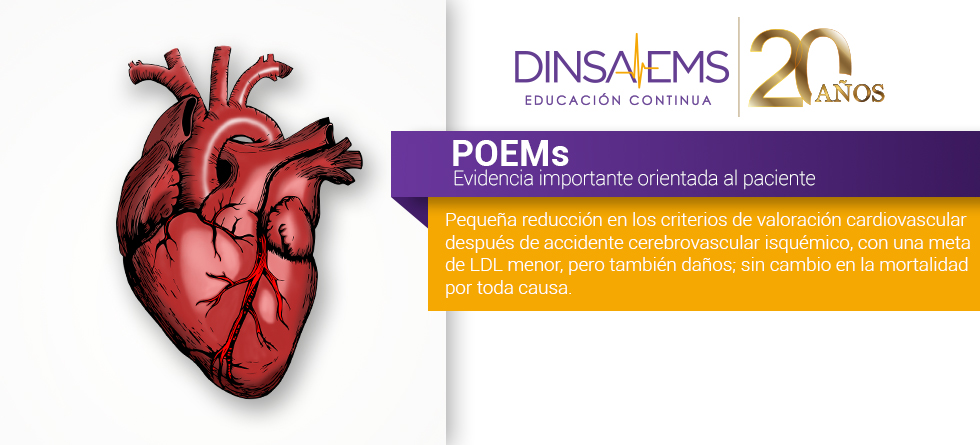 POEMs .Pequeña reducción en los criterios de valoración cardiovascular después de accidente cerebrovascular isquémico