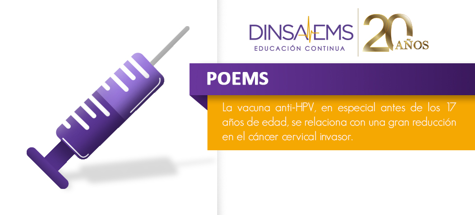 La vacuna anti-HPV, en especial antes de los 17 años de edad, se relaciona con una gran reducción en el cáncer cervical invasor